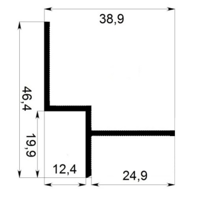 Профіль тіньового шва 46,4x39x3000 мм Без покриття Срібло