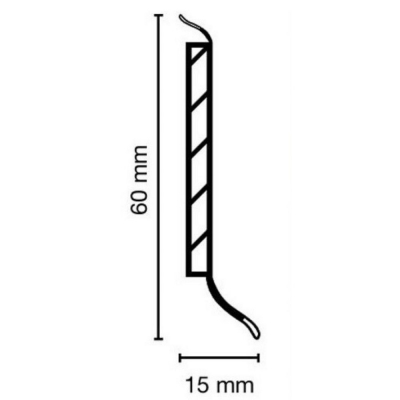 Плінтус HDF 60x15x2575 мм Dollken S 60 1012 Світло-сірий