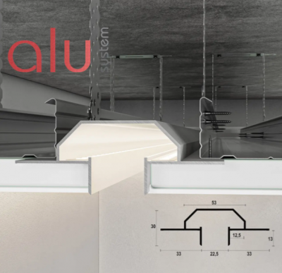 Профиль теневого шва Dizal PCT-22 з LED-каналом разделочный